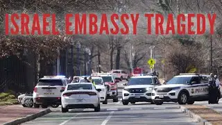 Scenes from outside of the Israeli Embassy after a man set himself on fire.