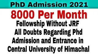 Phd Admission 2021 | Central university of Himachal Phd Admission Notification 2021 | Cuhp phd
