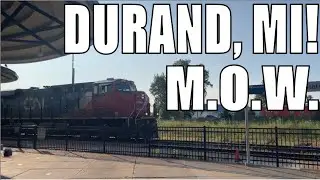 Railfanning in Durand, MI! 5 trains including maintenance vehicles!￼