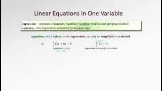 2.1 Linear Equations in One Variable