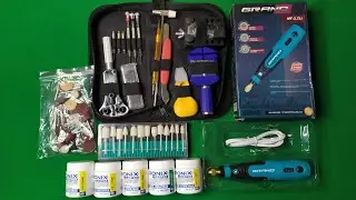 Unpacking the parcel (I bought the GRAND Engraver, attachments, watchmaker's kit, and grinding pa...