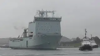RFA Lyme Bay departing from Plymouth