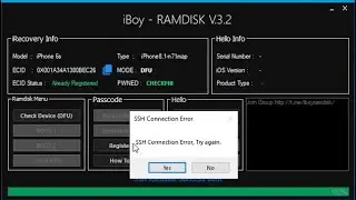 Fix iBoy Ramdisk SSH Connect error