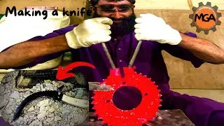 FORGING  A Half -Round Knife from an Old Gear | unique diy blacksmith
