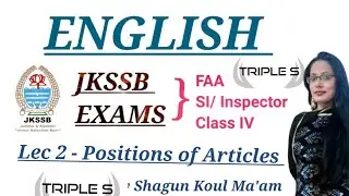 Lec 2 - Position of Articles by Shagun Koul Ma'am 