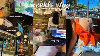 weekly vlog! - rotina semanal, study vlog, praia, grwm, aniversário, restaurante..