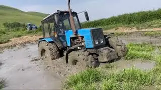 Преодолеваем лютую грязь на трактор МТЗ 1221 #tractorvideo#youtube