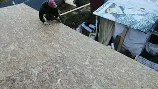 ТРЕХСКАТНАЯ КРЫША ПРИСТРОЙКИ, 2ДЕНЬ,УТЕПЛЕНИЕ ПОТОЛКА, ОБРЕШЕТКА, ОСП,
