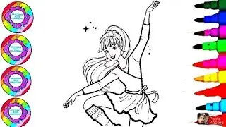 Coloring Drawing Art for Kids Disney Ballerina Coloring Videos for Kids, Toddlers