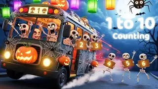 Wheels on The Bus 🚌 Skeletons Counting 1 to 10 | Educational Halloween Song for Kids | ToonNuts TV