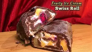FRUITY ICE CREAM SWISS ROLL 🍥🍧| Recipe 👇🏻 below| Desserts | Homemade | #thevoguetraveller #icecream