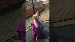 My little sisters doing epic fails with an exercise ball on the tramp