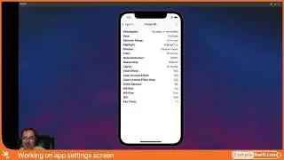 Live Stream - SwiftUI App settings screen