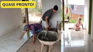 O PISO DA COZINHA DE FORA ESTÁ QUASE FINALIZADO!!