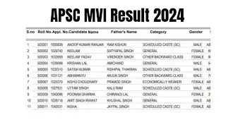 APSC MVI Result 2024 | Cut Off Marks, Merit List