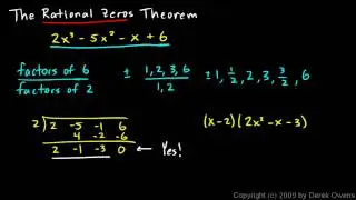 Algebra 2  6.07a - The Rational Zeros Theorem, Part 1