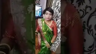 Indian Crossdresser Wearing Silk Saree/Pinki Bhabi Wear 2 Saree/Male to Female Transformation