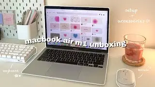 macbook air m1 unboxing 2023 💗💻 | setup + accessories *˚:✧｡
