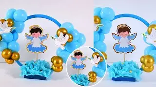 ¿Cómo hacer centro de mesa de Bautizo?🕊️How to make Christening centerpiece?🕊️balloon decoration