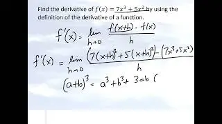 Calculus: Finding the derivative of a function by using its definition.