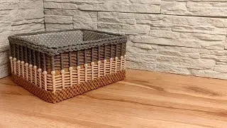 DIY organizer box made of cardboard and thread
