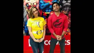 Power Rangers Dino Charge Red Ranger Brennan Mejia and Yellow Ranger Tracy Lynn Cruz at QUINN COMICS