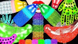 ASMR RAINBOW DRINKS *VAMPIRE BOBA TEA, EDIBLE FROG EGG HONEY JELLY, SEA GRAPES, BIRD GLASS, 신기한 물 먹방