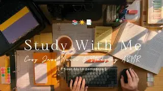 3 HOUR STUDY WITH ME 📚📑 cozy jazz music 🎵 study ASMR ambience | background noise | pomodoro 50/10