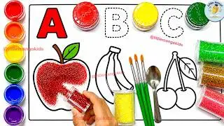Learn A to Z Alphabet 🍎 | Glitter Coloring for Kids ✨ | ABC Learning for Preschool Kids | Part 3