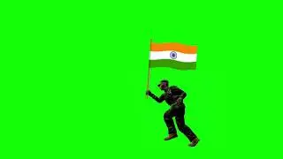 Indian Soldier holding flag & running green screen | Republic day green screen