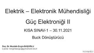 Güç Elektroniği Kısa Sınav-1 Çözüm