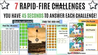 Test Your Brain!  7 Rapid-Fire Challenges! 🔍 #spotthedifference #findtheoddoneout #emojichallenge