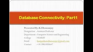 Database Connectivity Part 1