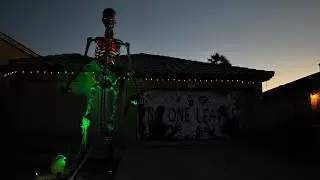 12 Foot Skeleton - MODIFIED The Home Depot - blood, led lights, props