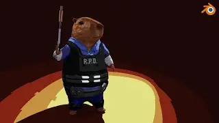 Sculpting Capybara Leon Kennedy | Resident Evil 2 | 3D sculpting timelapse in Blender