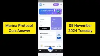 Marina Protocol Crypto Airdrop Answers Today 05 November 2024 | Quiz Answers Today #MarinaProtocol