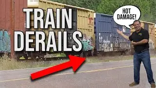 Train Derails on Camera and Starts Bridge Fire!