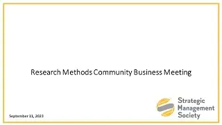 Research Methods Community Business Meeting 2023