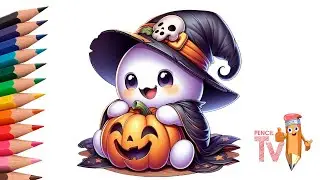 how to draw Casper's Ghost and a Halloween pumpkin