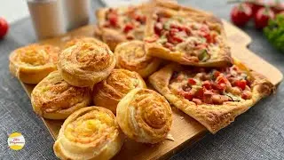 ПРОСТЫЕ РЕЦЕПТЫ ИЗ СЛОЁНОГО ТЕСТА! Мини Пицца и Слоёные Рулетики!