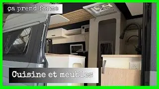 Interior conversion of a Sprinter L2H2: custom furniture design and complete kitchen installation