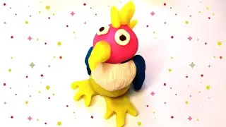 Лепим попугая из пластилина, для малышей