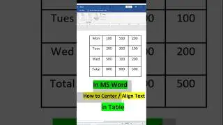 How to Center/Align Table Text in MS Word. 