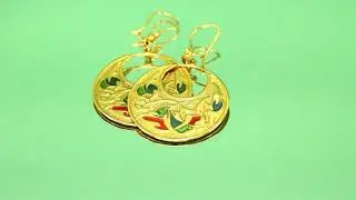 Second Hand 18ct Gold Enamel Crescent Earrings (SH6877)
