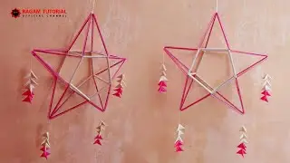 DIY Hiasan Gantung Bentuk Bintang dari Sedotan - Hanging Decoration from Straw