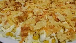 Салат "Сырный чипсик". Салат с копченой куриной грудкой. Салаты.