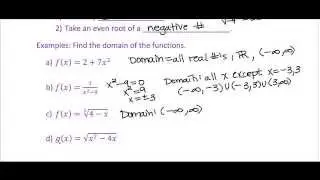 Math 1113 College Algebra Review - Domain of a Function