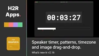 Speaker timer, test patterns, timezone offset and image drag-and-drop // New in H2R Graphics v2.16
