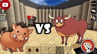 Pelea Epica Jabali vs Toro en Survivalcraft 2