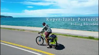 Koper-Izola-Portorož. Riding bicycles | Drone 4K. April 2024